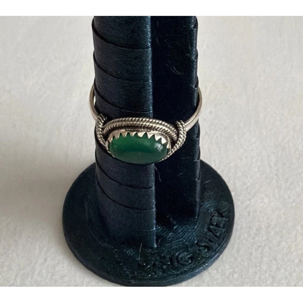 Sterling Silver Green Onyx Ring Women's Size 10 #27
